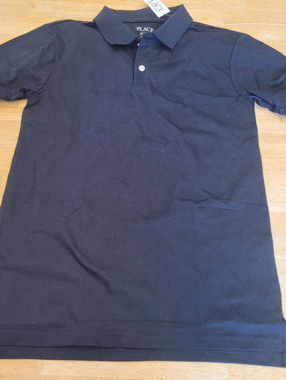 Children's Place Boys Short Sleeve Black Polo Shirt Two Buttons New Size 14 XL